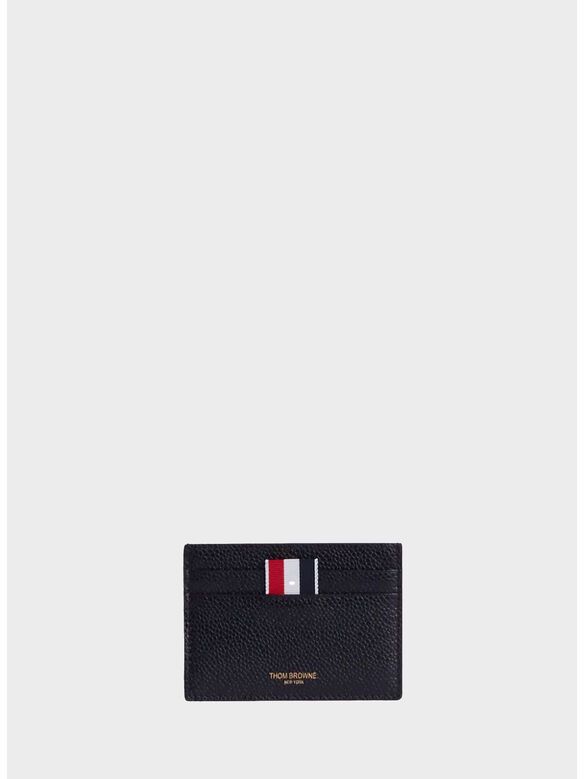 PORTACARTE SINGLE CARD HOLDER IN PEBBLE GRAIN LEATHER, 001 BLACK, medium