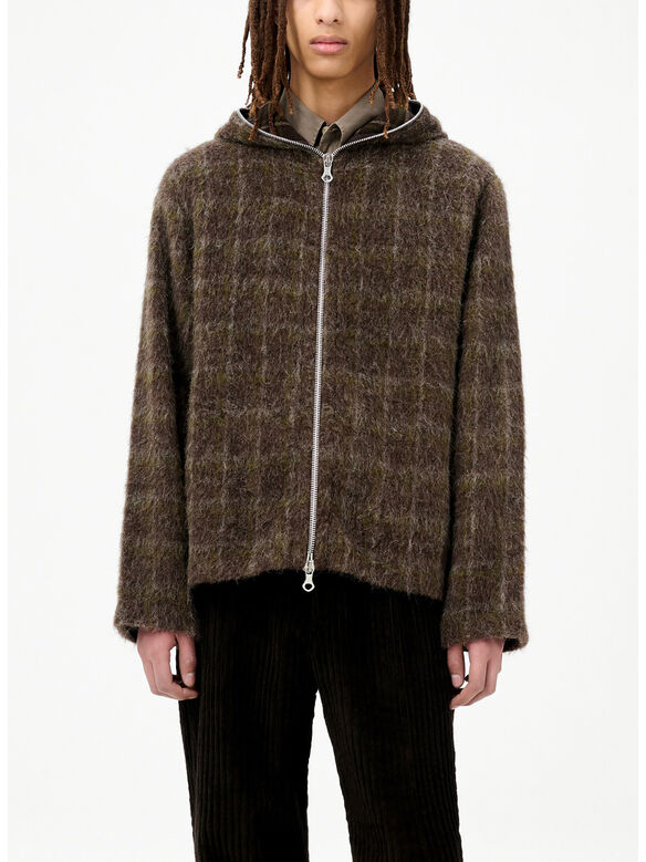 FELPA FULL ZIP HOODIE DORF CHECK HAIRY WOOL, DORF CHECK HAIRY WOOL, medium