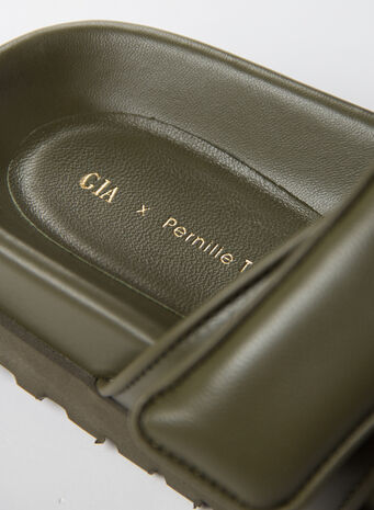 SANDALO PLATFORM DOPPIO CINTURINO PERNI 11 MUD, 41997OLIVE, small