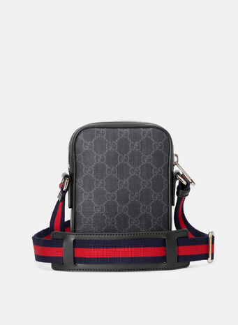 BORSA A TRACOLLA IN TESSUTO GG SUPREME, 1095BLACKNEROBRB, small
