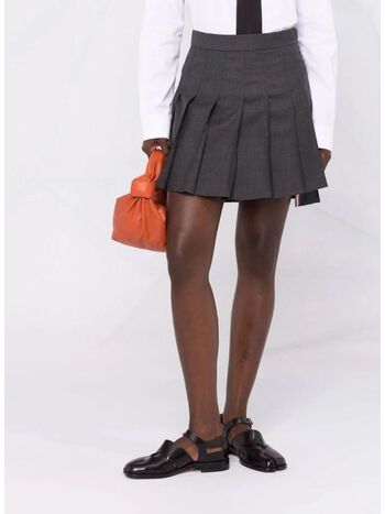 GONNA MINI CON PIEGHE, 035 MED GREY, small
