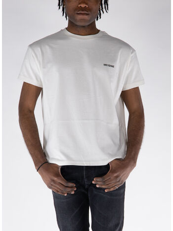 T-SHIRT GIROCOLLO CON MINI LOGO, IVORY, small