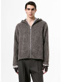 HOODIE FULL ZIP, MOLE GREY HAIRY WOOL, thumb
