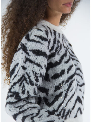 PULLOVER ZEBRA PATTERN ANIMALIER, 9001 WHITE, small