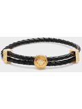 BRACCIALE  IN PELLE INTRECCIATO MEDUSA, 1B00V NERO ORO, thumb