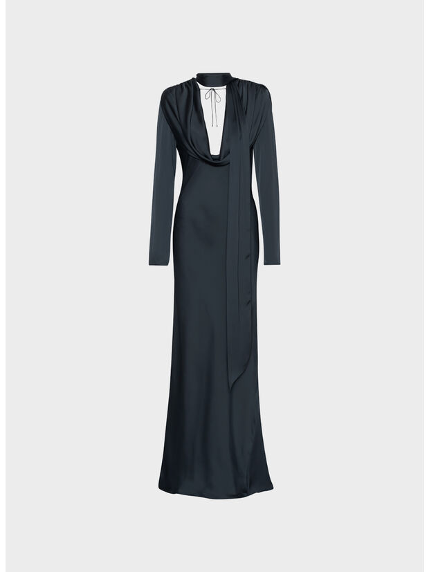 ABITO SATIN MAXI DRAPY, 2318 Sky Captain (Dark Blue), large