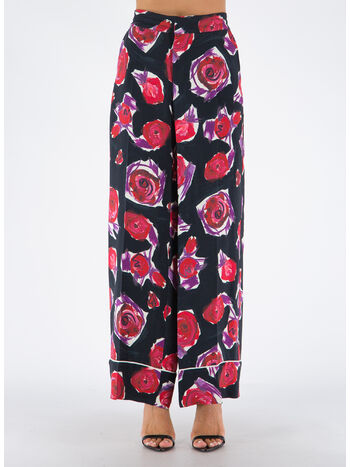 PANTALONI CROPPED CON STAMPA FLOWERS, SRN99 BLACK, small