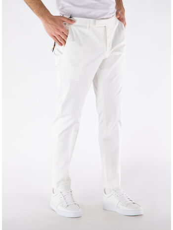 PANTALONE REBEL IN GABARDINA, 0010 BIANCO, small