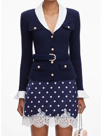 CARDIGAN RIBBED KNIT, NAVY, small