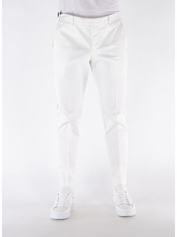 PANTALONE REBEL IN GABARDINA, 0010 BIANCO, small