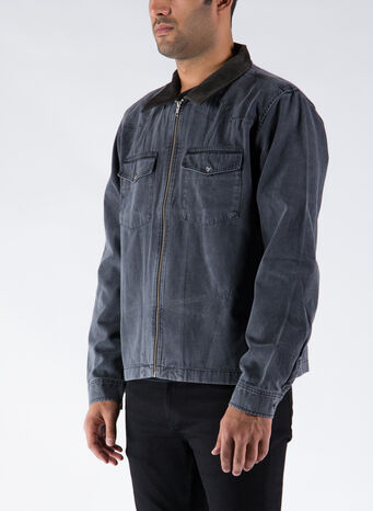 CAMICIA WASHED CANVAS WORK, BLACK, small