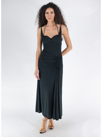 ABITO MIDI NAOMI DRAPED JERSEY, BLACK, small
