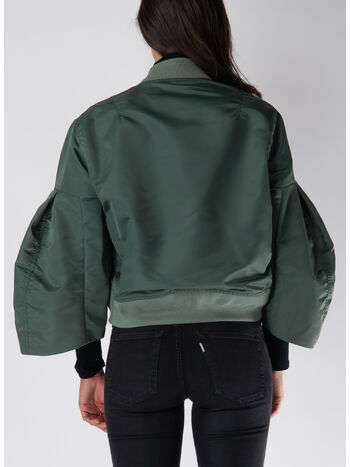 GIUBBOTTO BOMBER CON MANICHE A SBUFFO, 501 KHAKI, small