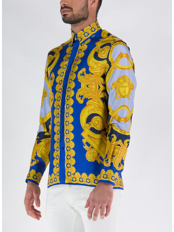 CAMICIA IN SETA, 5U670 NAVY COBALT GOLD, small