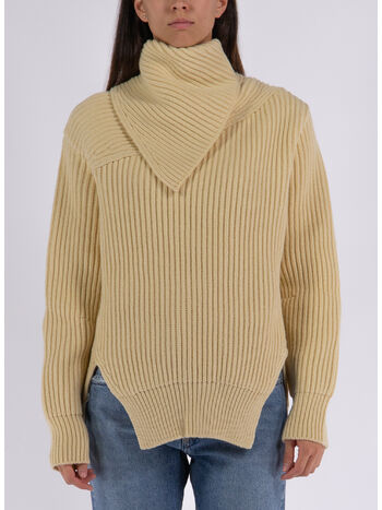 CARDIGAN LONG SLEEVES FOULARD NECK, 740 BUTTER, small