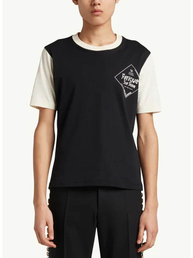 T-SHIRT SEINE, BLACK AND IVORY, large