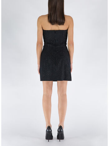 ABITO LIGHT WOOL LUREX PINSTRIPE BUSTIER, 930 BLACK SILVER, small