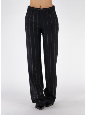 PANTALONE LIGHT WOOL LUREX PINSTRIPE, 0932 BLACK GOLD, small