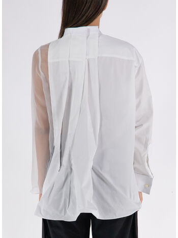 CAMICIA CHIFFON MIX COTTON POPLIN, 151 OFF WHITE, small