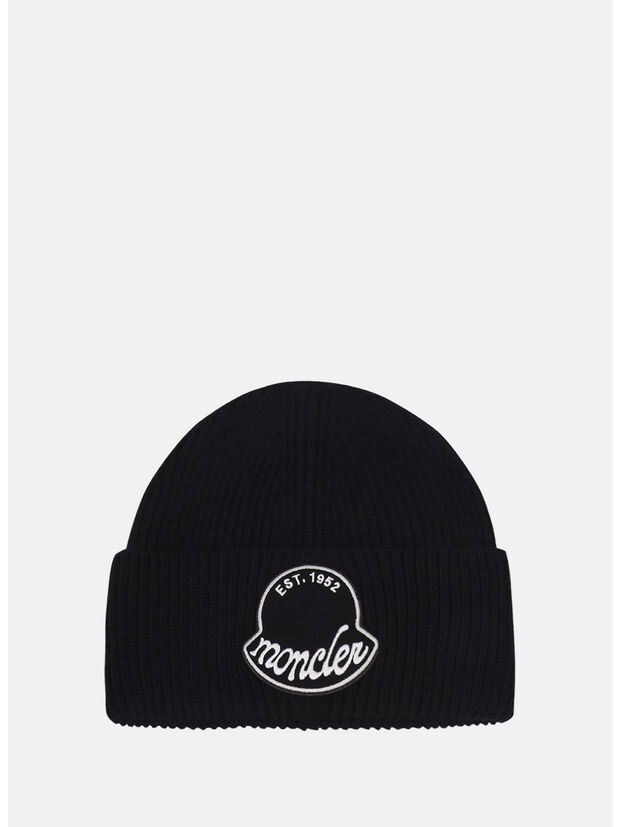 CAPPELLO IN MAGLIA CON RISVOLTO E LOGO RICAMATO, 999, large