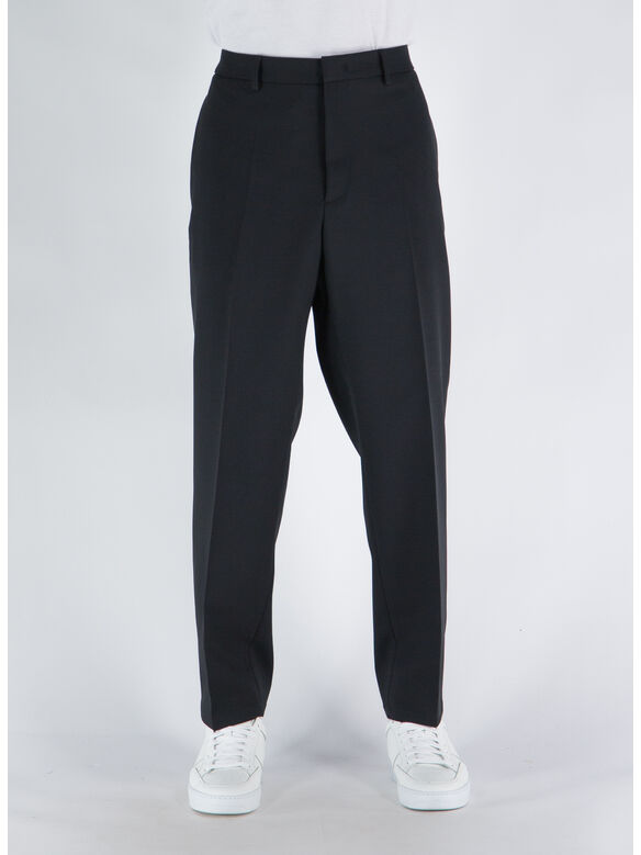 PANTALONE RELAXED FIT WITH FLAT, 001 BLACK, medium