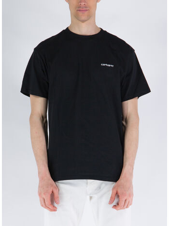 T-SHIRT SCRIPT EMBROIDERY, 0D2XX BLACK/WHITE, small