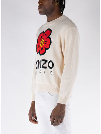 MAGLIONE BOKE FLOWER, 02 BIANCO, small