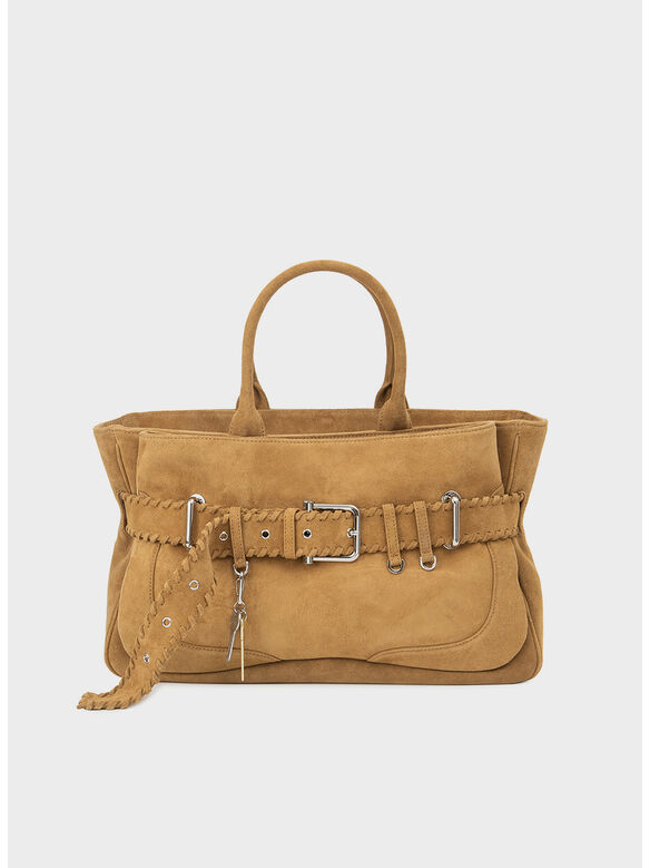 BORSA TOTE BROCLE, TOFFEE FRINGE, medium