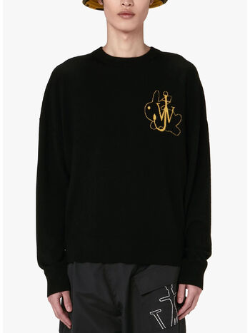 PULLOVER JWA BUNNY CREWNECK, 999 BLACK, small