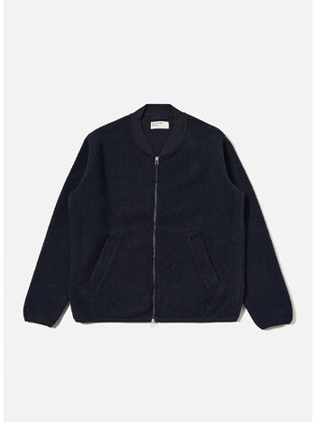 GIUBBOTTO RUST WOOL FLEECE ZIP BOMBER, NAVY, small