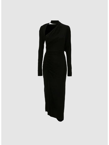 ABITO SLASH-NECK RUCHED MINI, 1 BLACK, small