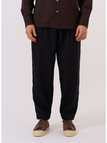 PANTALONE TROPICAL SUITING PLEATED TRACK, BLACK, small