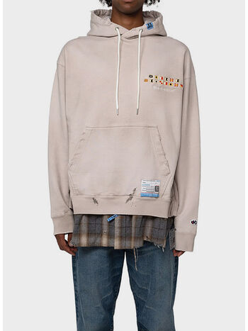 FELPA HOODIE TRIPLE LAYERED, BEIGE, small