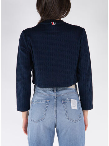 CARDIGAN CROPPED  CHECKERED JACQUARD, 415 NAVY, small