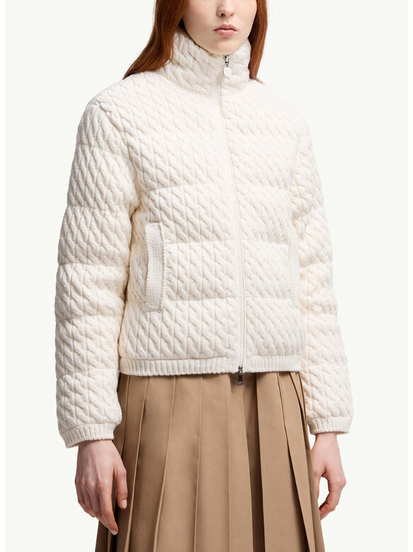 CARDIGAN IMBOTTITO IN LANA E COTONE CON ZIP, 034, medium