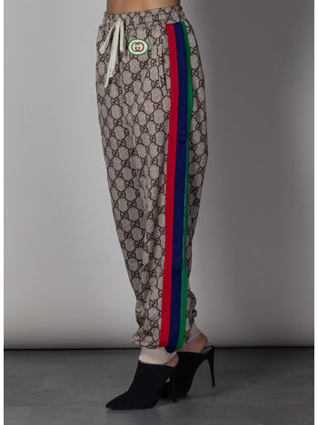 PANTALONE DA JOGGING STAMPA GG SUPREME, 2270BEIGEEBONYMC, small