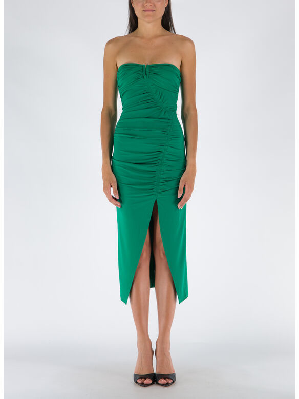 ABITO BRIGHT GREEN JERSEY STRAPLESS RUCHED, BRIGHT GREEN, medium