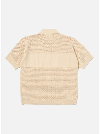 T-SHIRT IN MAGLIA CON BOTTONI, ECRU, small