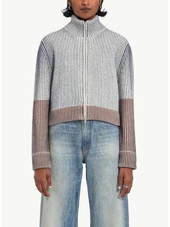 CARDIGAN A COLLO ALTO CON ZIP, 001S, small