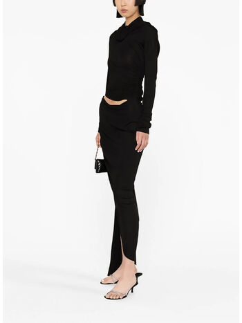 ABITO DRAPED JERSEY ASYMMETRIC MIDI, 0473 BLACK, small