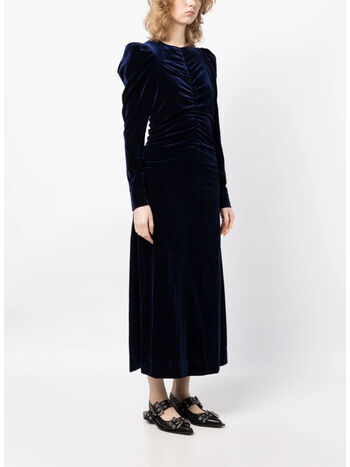 ABITO VELVET JERSEY GATHERED LONG, 707 TOTAL ECLIPSE, small