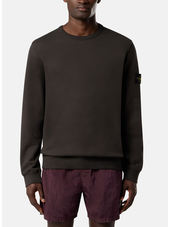FELPA GIROCOLLO BRUSHED ORGANIC COTTON FLEECE, V0062 LEAD GREY, medium