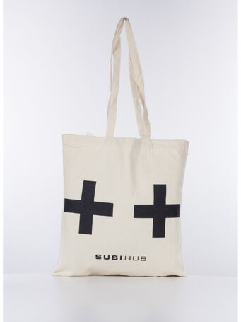 BORSA TOTE CANVAS YEP BABY, BLACK, small