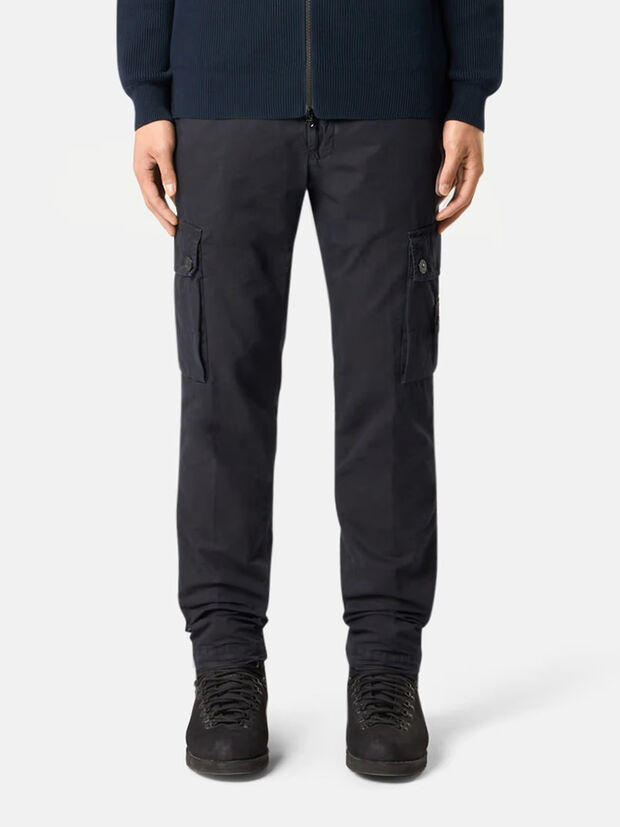 PANTALONE CARGO BRUSHED ORGANIC COTTON CANVAS OLD EFFECT, V0120 BLUE, large