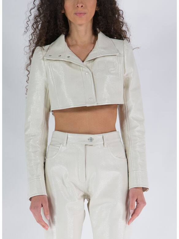 GIUBBOTTO CROP  VINYL ICONIC, 0011 BLANC CASSE, medium