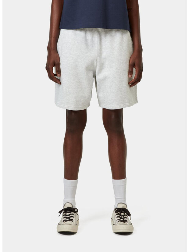 SHORTS ELASTIC-WAISTBAND TRACK, 00T60 Ash Heather / White, heavy stone wash, large