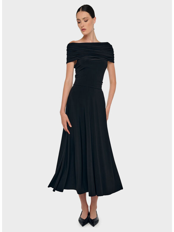 ABITO COWL HOODED FLARED, BLACK BLACK, medium