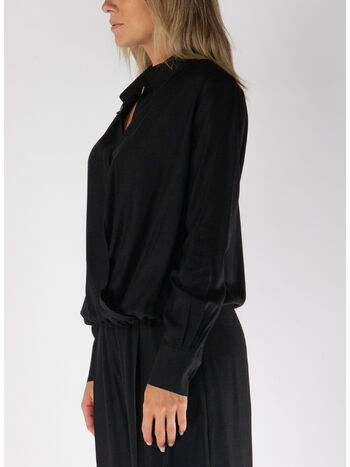 BLUSA CON MOTIVO INCROCIATO, NERO, small