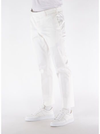 PANTALONE REBEL IN GABARDINA, 0010 BIANCO, small