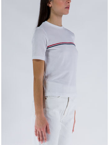 T-SHIRT SHORT SLEEVE TEE W/ RWB STRIPE, 100 WHITE, small